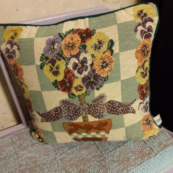 Tapestry Pansy Design Decorative Accent Pillow - Riverdale Decorative Products - Picture 1 of 3
